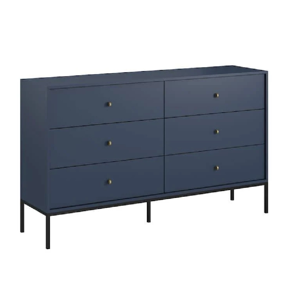 Malibu Wooden Chest Of 6 Drawers In Navy