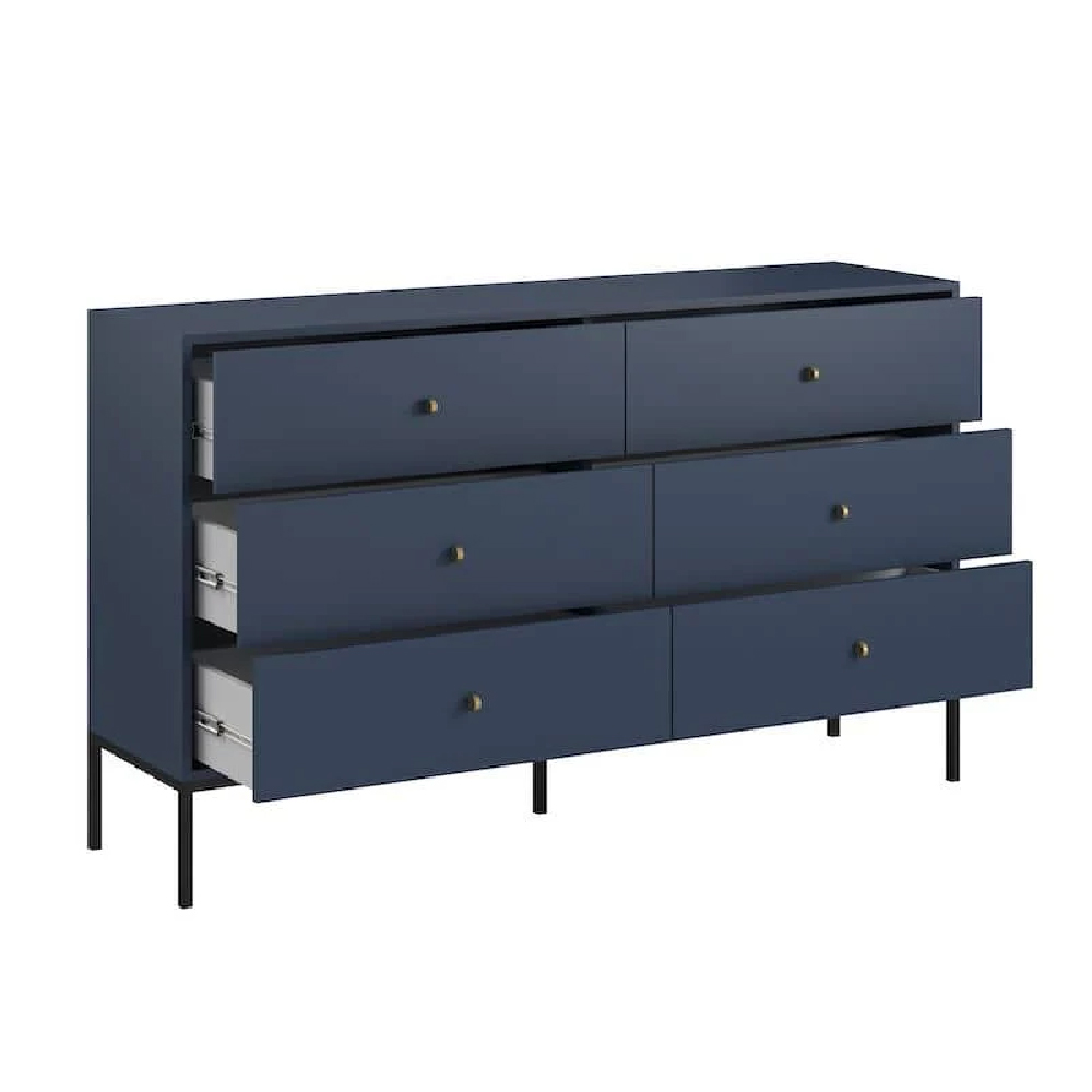 Malibu Wooden Chest Of 6 Drawers In Navy