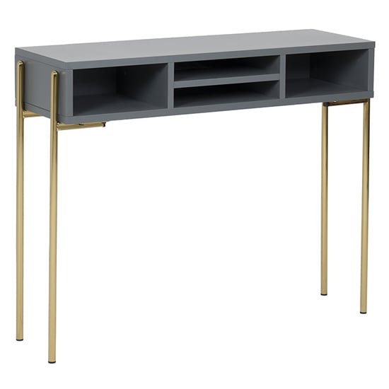 Read more about Malibu wooden console table with shelf in grey