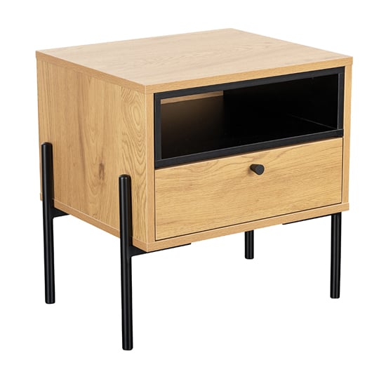 Read more about Malibu wooden lamp table with 1 drawer in natural oak