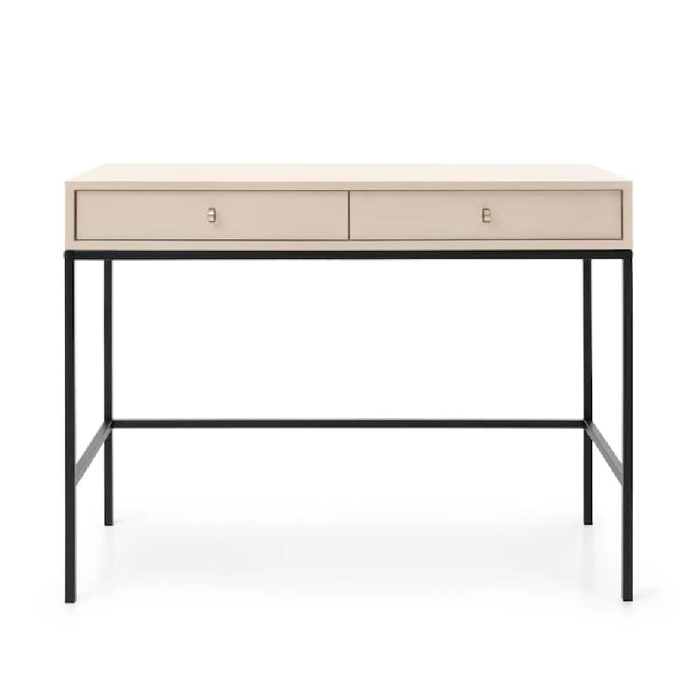 Malibu Wooden Laptop Desk With 2 Drawers In Beige