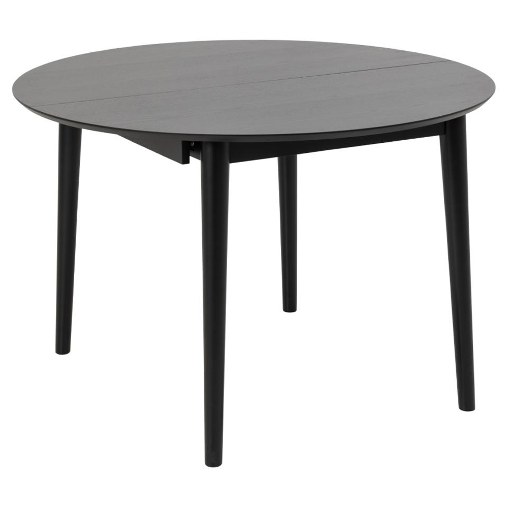 Malibu Wooden Round Extending Dining Table In Matt Black