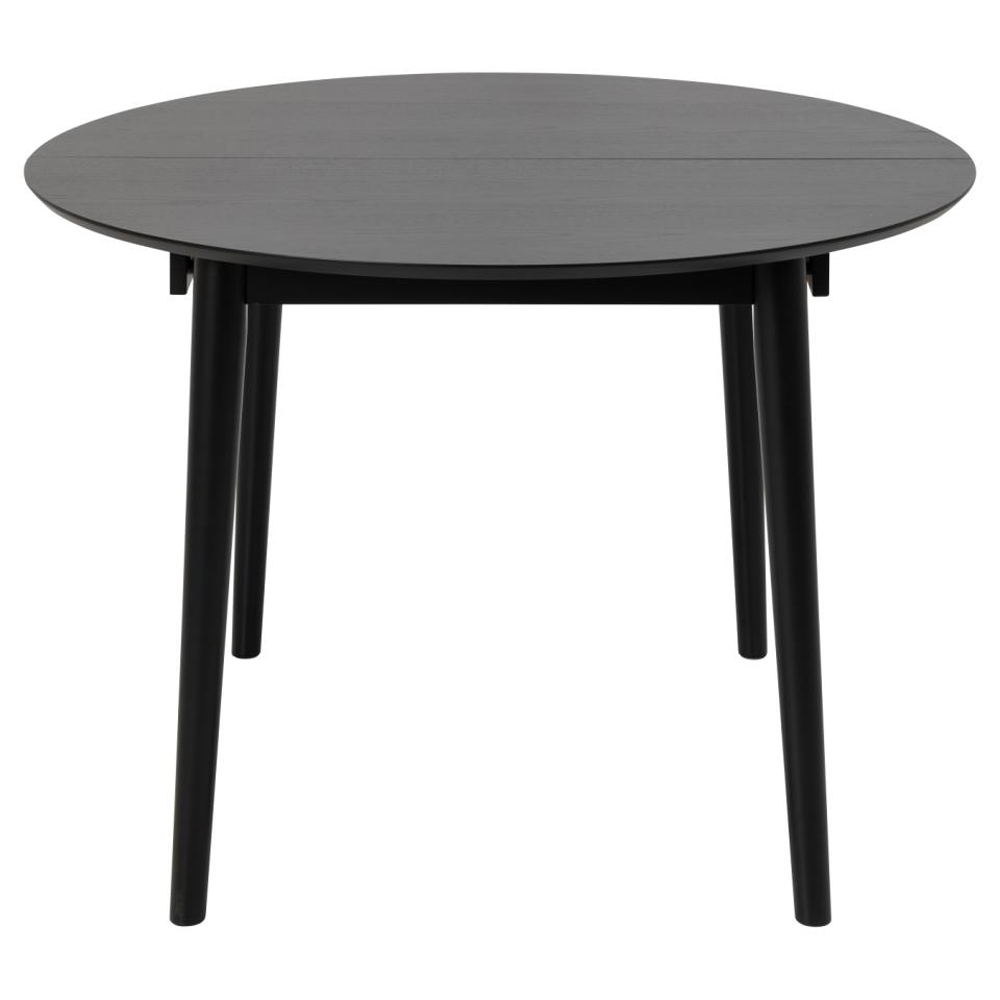 Malibu Wooden Round Extending Dining Table In Matt Black