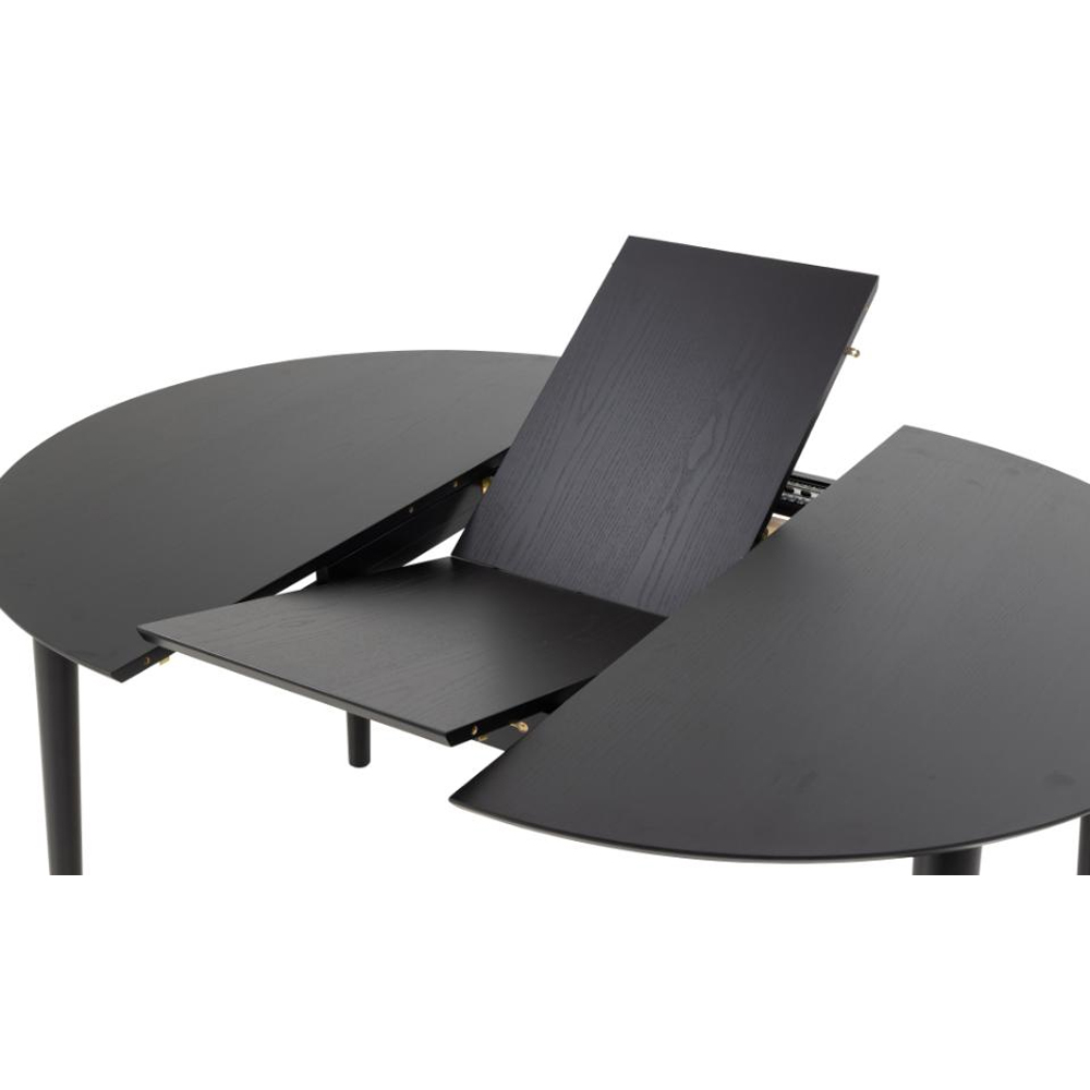 Malibu Wooden Round Extending Dining Table In Matt Black