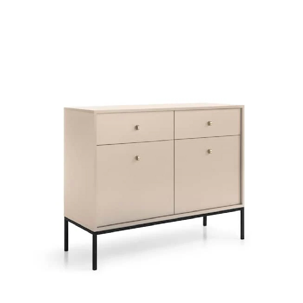 Malibu Wooden Sideboard With 2 Doors 2 Drawers In Beige