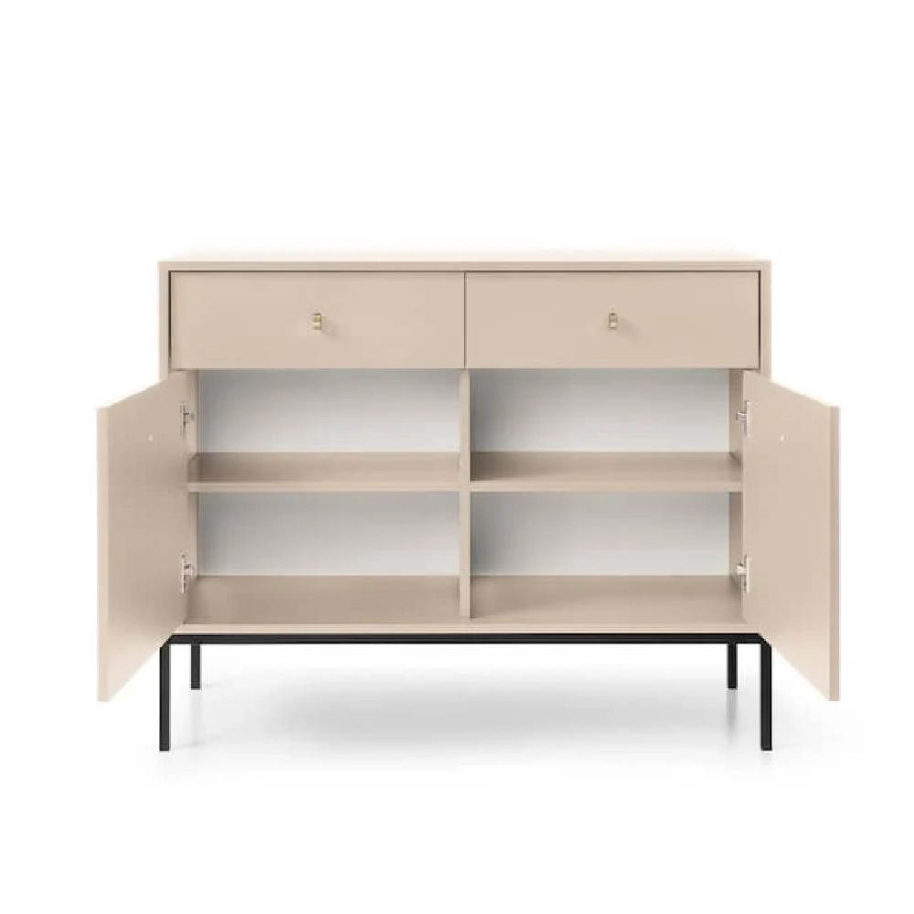 Malibu Wooden Sideboard With 2 Doors 2 Drawers In Beige