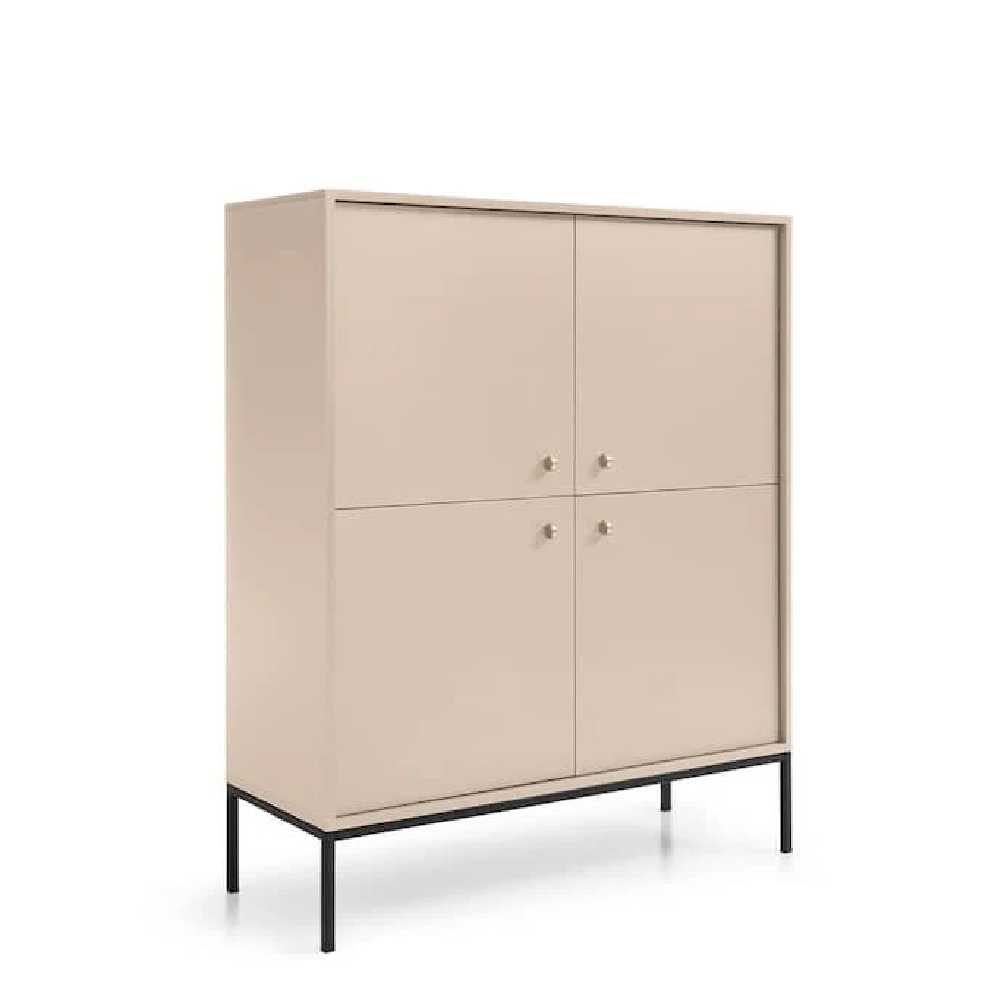 Malibu Wooden Storage Cabinet With 4 Doors In Beige