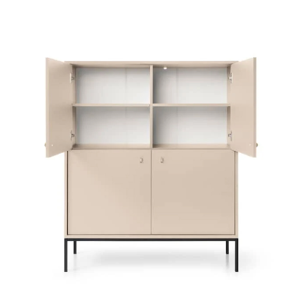 Malibu Wooden Storage Cabinet With 4 Doors In Beige