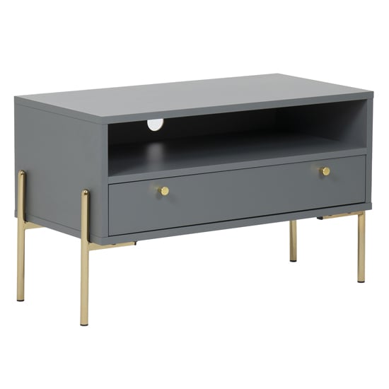 Read more about Malibu wooden tv stand with 1 drawer in grey