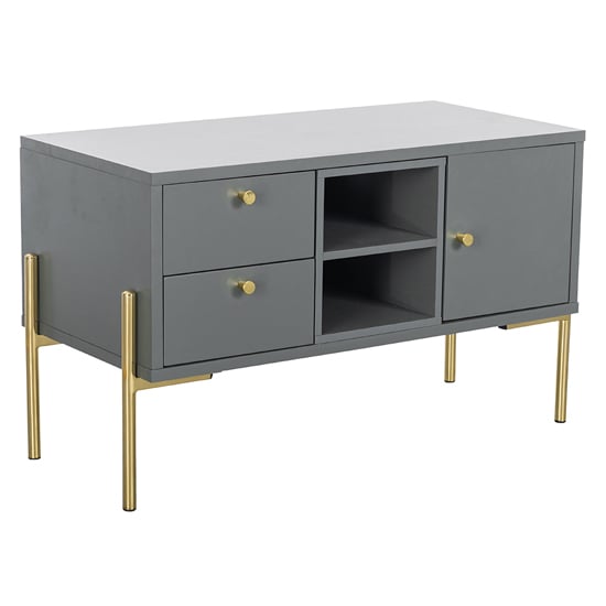 Product photograph of Malibu Wooden Tv Stand Wide With 1 Door 2 Drawers In Grey from Furniture in Fashion