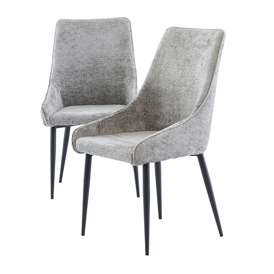 Malie Boucle Fabric Dining Chair In Grey With Black Legs_2