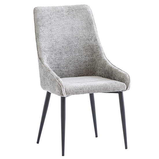 Photo of Malie boucle fabric dining chair in grey with black legs