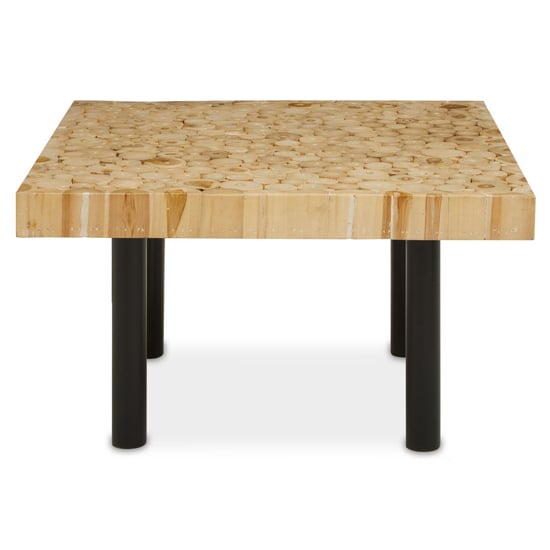 Malign Square Wooden Top Coffee Table With Black Metal Legs