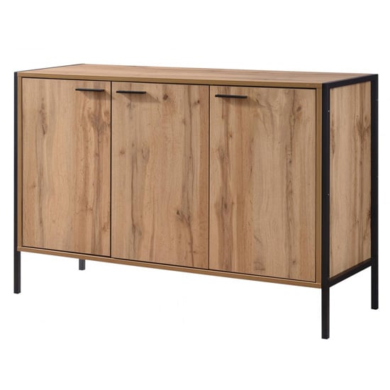 Read more about Malila wooden shoe cabinet with black metal frame in oak