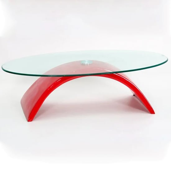 Malisha Fibre Glass Coffee Table With High Gloss Red Base