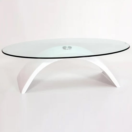 Photo of Malisha fibre glass coffee table with high gloss white base