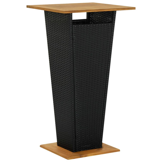 Malka Solid Wood 3 Piece Garden Bar Set In Black Poly Rattan