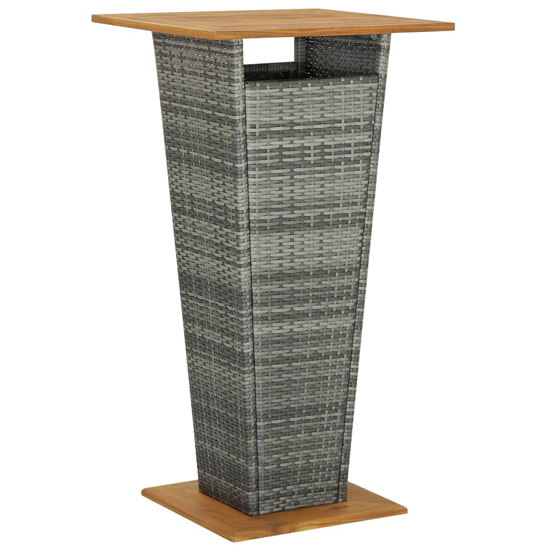 Malka Solid Wood 3 Piece Garden Bar Set In Grey Poly Rattan