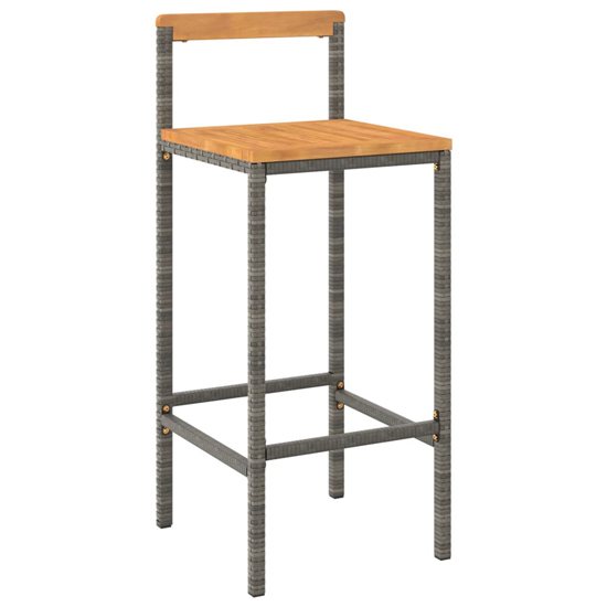Malka Solid Wood 3 Piece Garden Bar Set In Grey Poly Rattan