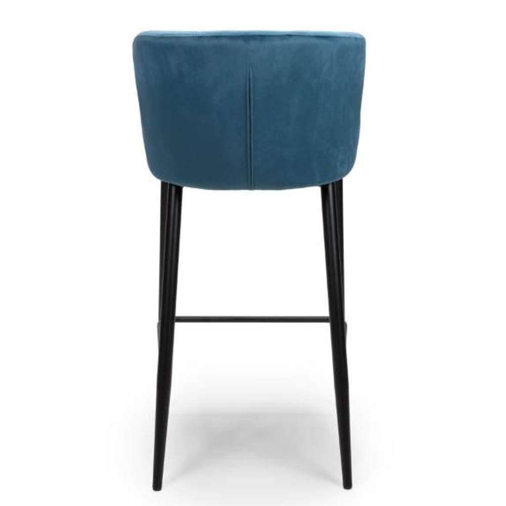 Margate Blue Fabric Bar Stools With Metal Legs In Pair