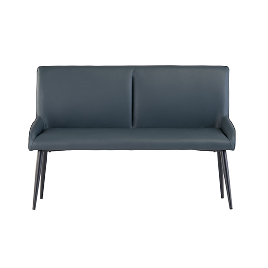 Malmo Faux Leather Dining Bench In Teal With Black Legs