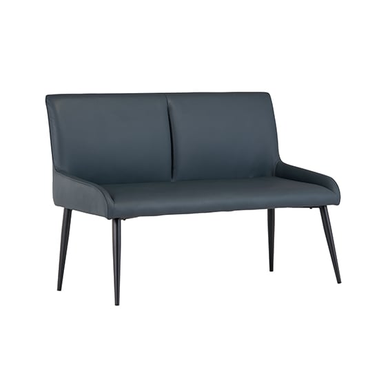 Read more about Malmo faux leather dining bench in teal with black legs