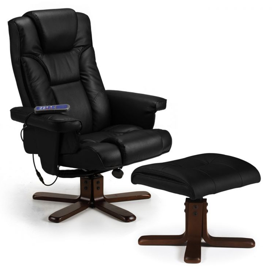 Maeryn Faux Leather Massage Swivel And Recliner Chair In Black_2