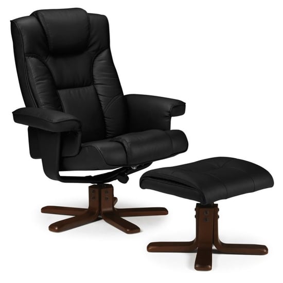 Maeryn Faux Leather Swivel And Recliner Chair In Black_2