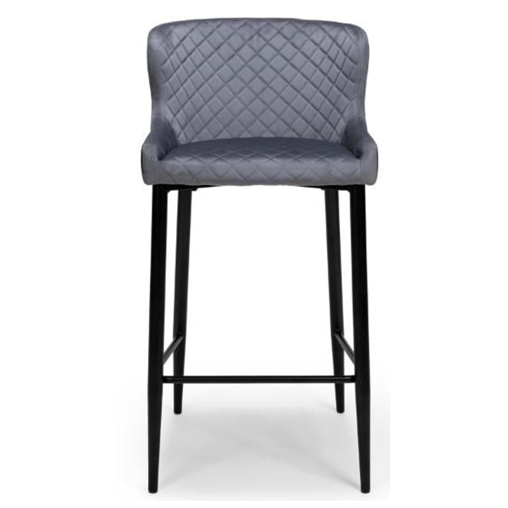 Margate Grey Fabric Bar Stools With Metal Legs In Pair