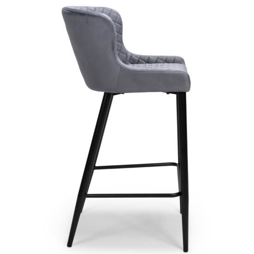 Margate Grey Fabric Bar Stools With Metal Legs In Pair