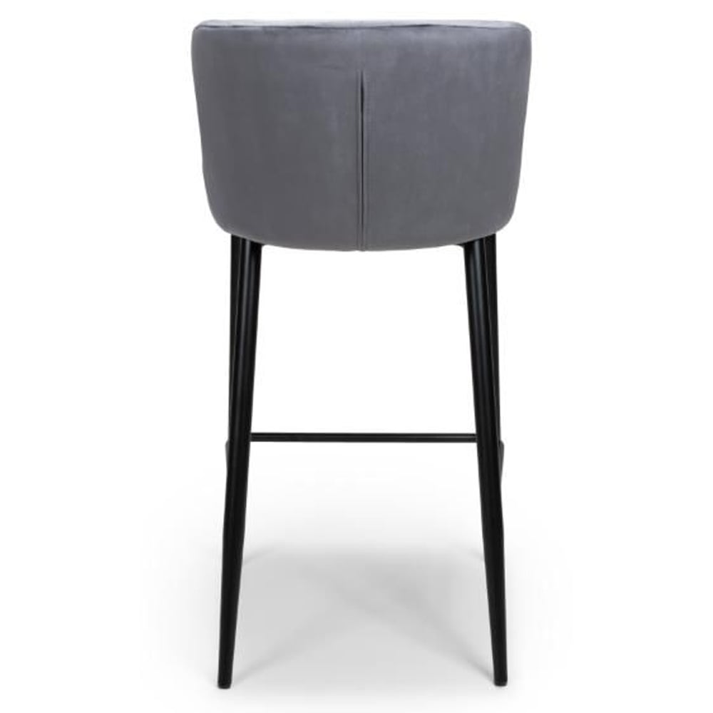 Margate Grey Fabric Bar Stools With Metal Legs In Pair