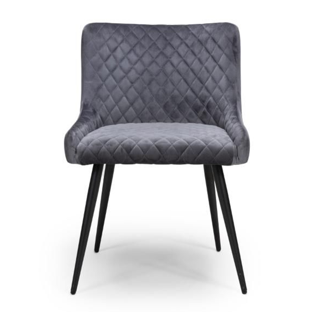 Margate Grey Fabric Dining Chairs In Pair