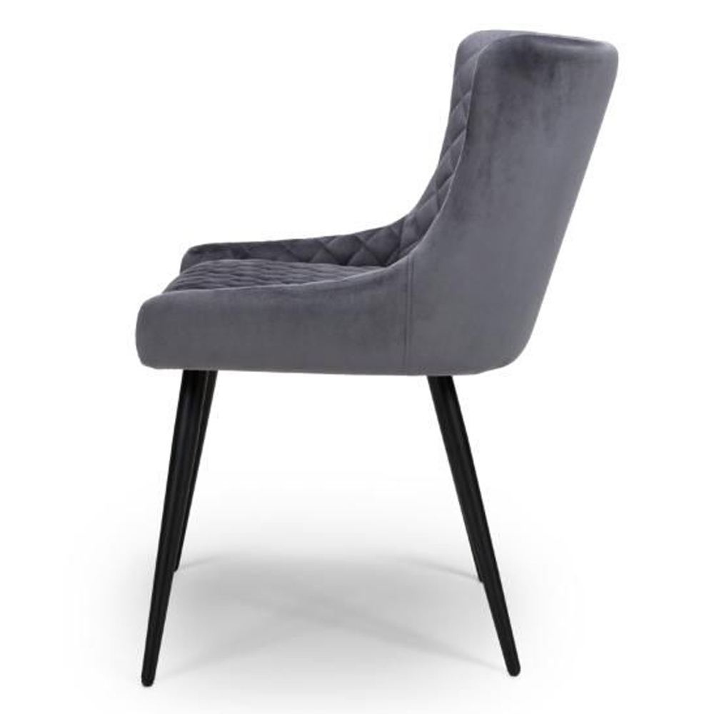 Margate Grey Fabric Dining Chairs In Pair
