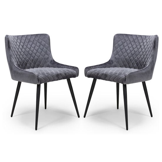 Read more about Malmo grey velvet fabric dining chair in a pair