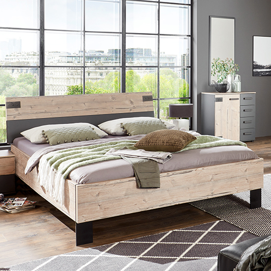 Read more about Malmo wooden king size bed in silver fir and graphite