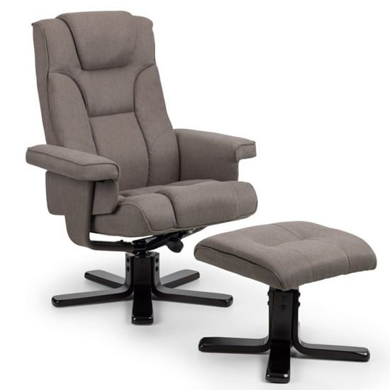 Maeryn Linen Swivel Recliner Chair And Stool In Grey_2