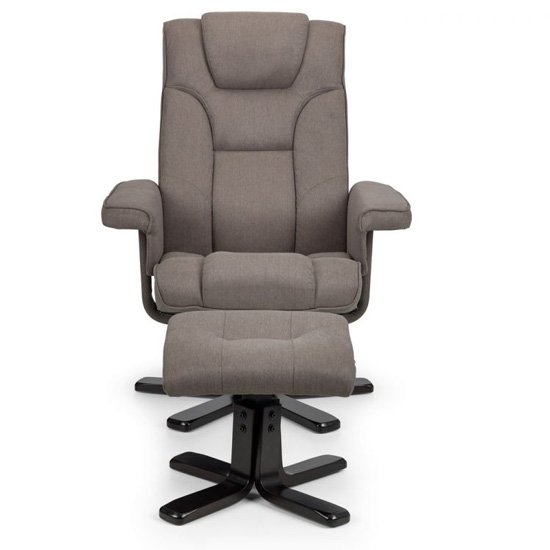 Maeryn Linen Swivel Recliner Chair And Stool In Grey_3