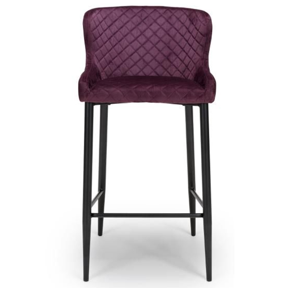 Margate Mulberry Fabric Bar Stools With Metal Legs In Pair
