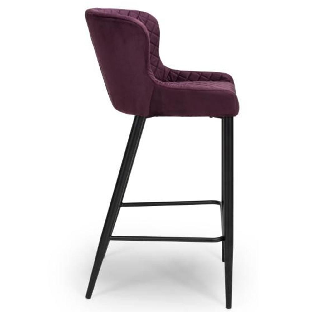 Margate Mulberry Fabric Bar Stools With Metal Legs In Pair