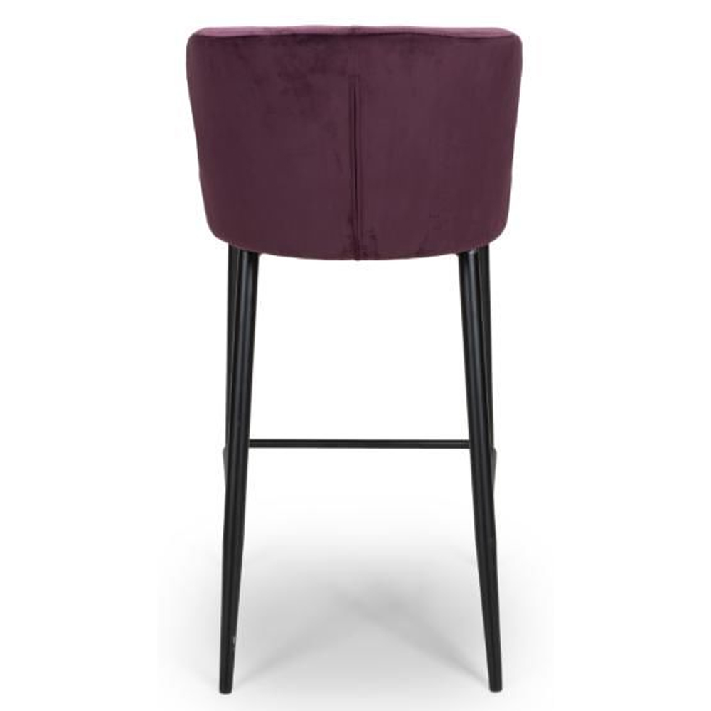 Margate Mulberry Fabric Bar Stools With Metal Legs In Pair