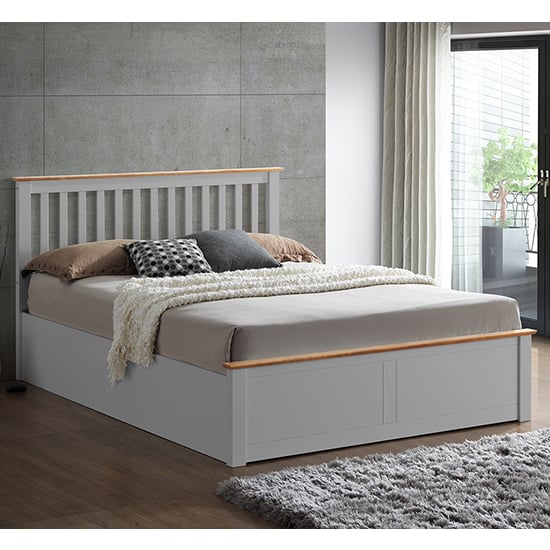 Photo of Malmo wooden ottoman storage double bed in pearl grey