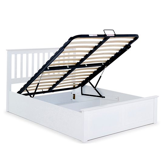 Malmo Wooden Ottoman Storage Double Bed In White