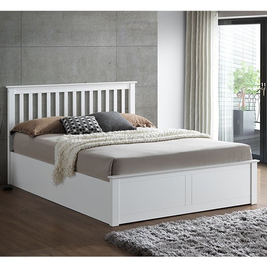 Product photograph of Malmo Wooden Ottoman Storage Double Bed In White from Furniture in Fashion