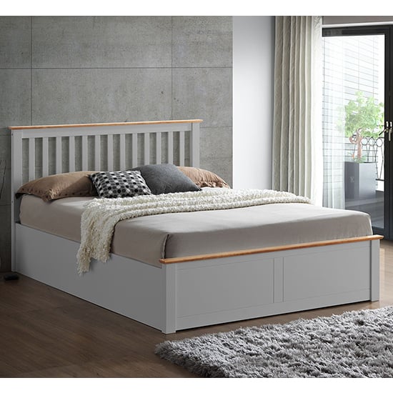 Read more about Malmo wooden ottoman storage king size bed in pearl grey