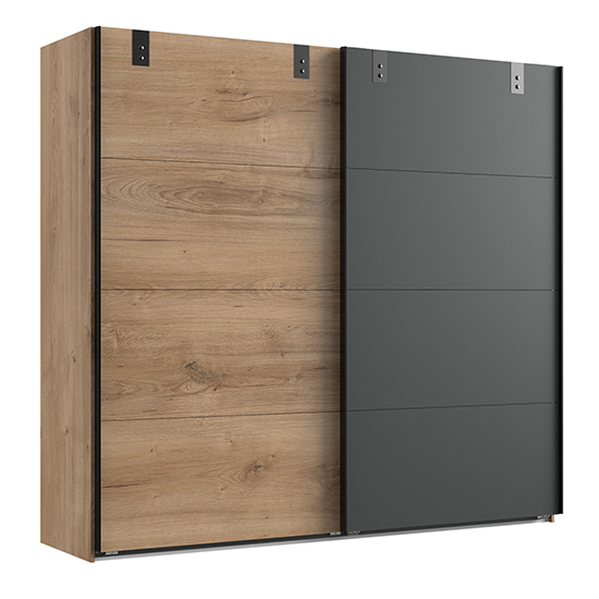 Read more about Malmo sliding door wardrobe in planked oak and graphite