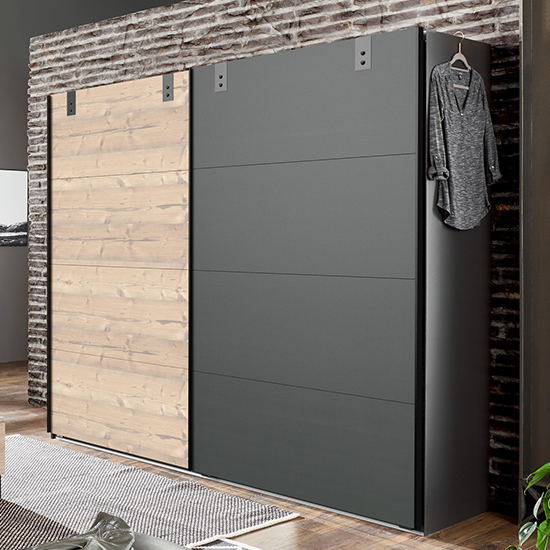 Read more about Malmo sliding door wardrobe in silver fir and graphite