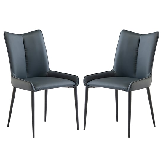 Read more about Malmo teal faux leather dining chairs with black legs in pair