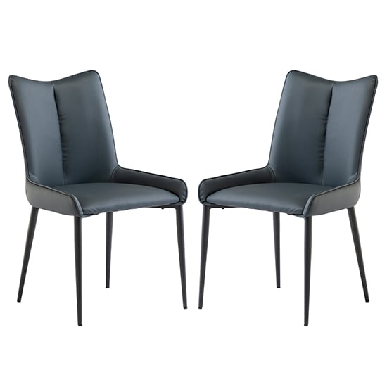 Malmo Teal Faux Leather Dining Chairs With Black Legs In Pair