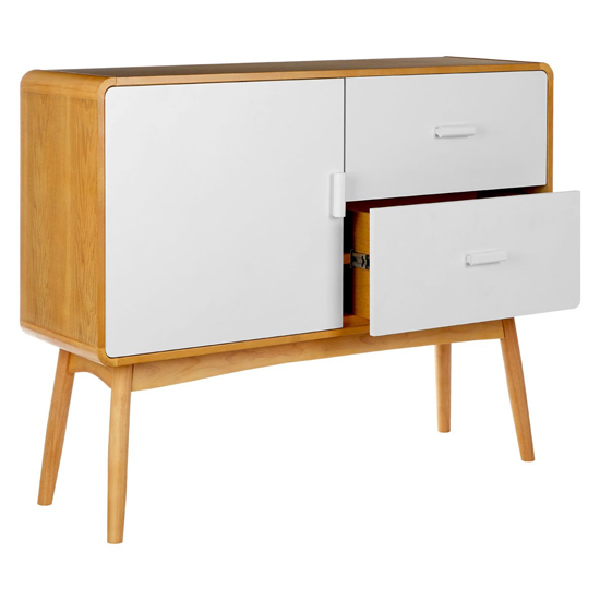 Maloga Wooden Sideboard With 1 Door 2 Drawers In White And Oak
