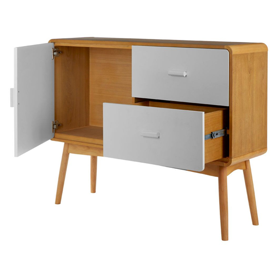 Maloga Wooden Sideboard With 1 Door 2 Drawers In White And Oak